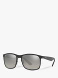 Ray-Ban RB4264 Men's Polarised Square Sunglasses, Black/Mirror Grey