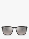 Ray-Ban RB4264 Men's Polarised Square Sunglasses, Black/Mirror Grey