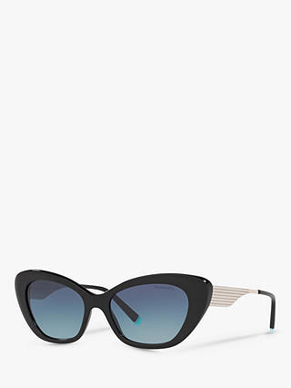 Tiffany & Co TF4158 Women's Cat's Eye Sunglasses, Black/Blue Gradient