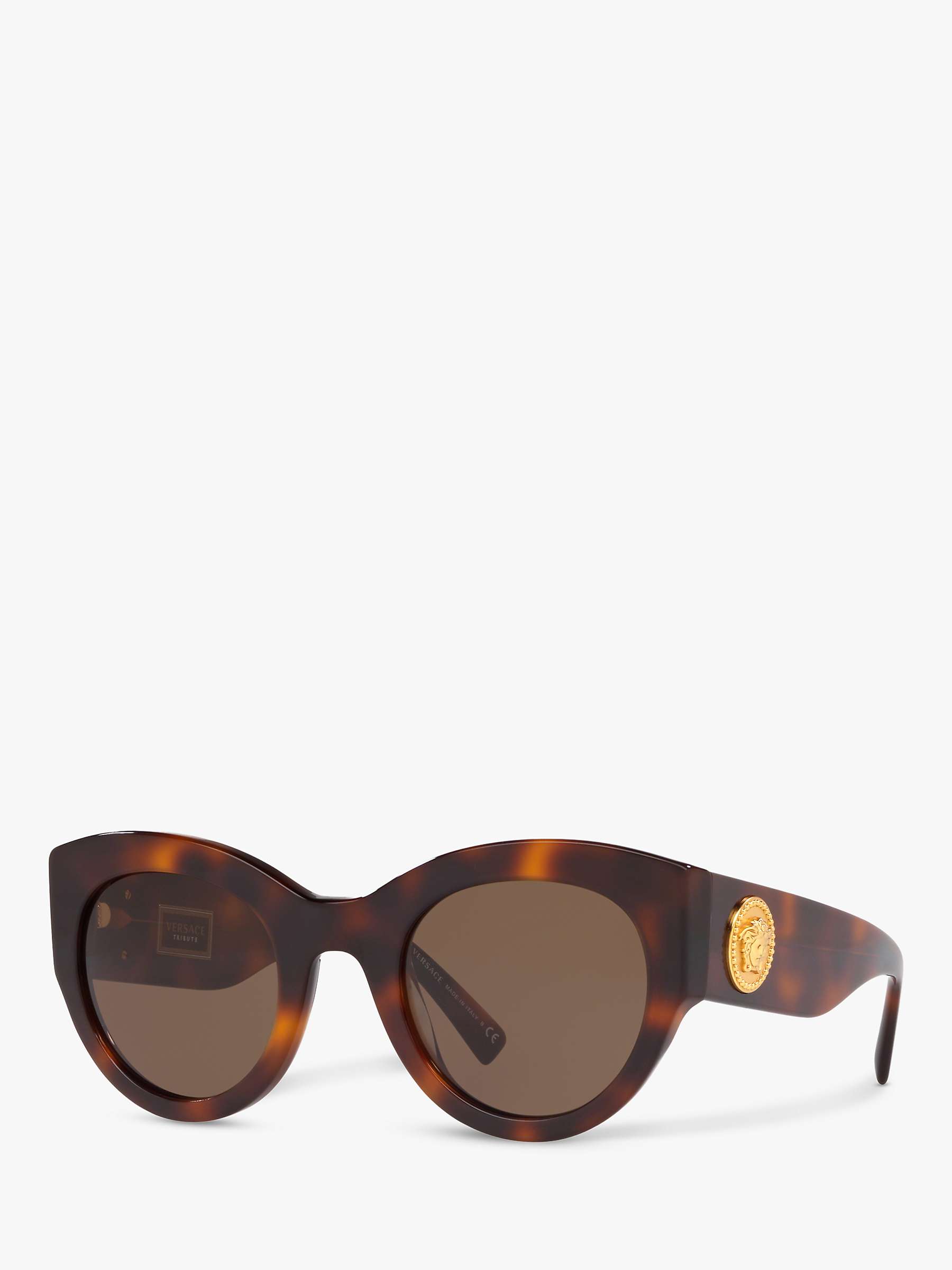 Versace VE4353 Women's Cat's Eye Sunglasses, Havana/Brown at John Lewis ...