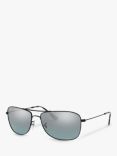 Ray-Ban RB3543 Women's Polarised Aviator Sunglasses, Black/Mirror Silver