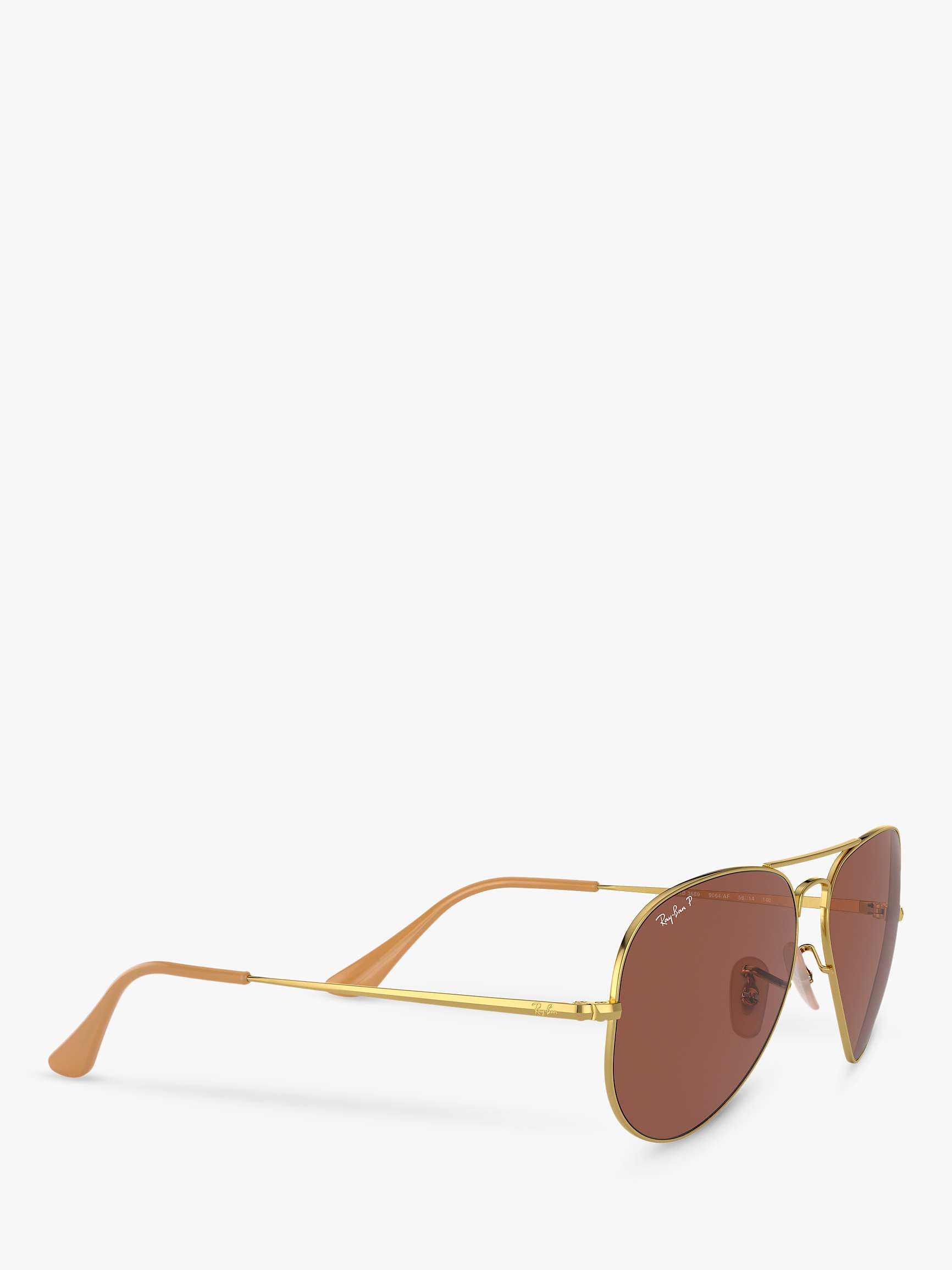 Buy Ray-Ban RB3689 Women's Polarised Aviator Sunglasses, Gold/Purple Online at johnlewis.com