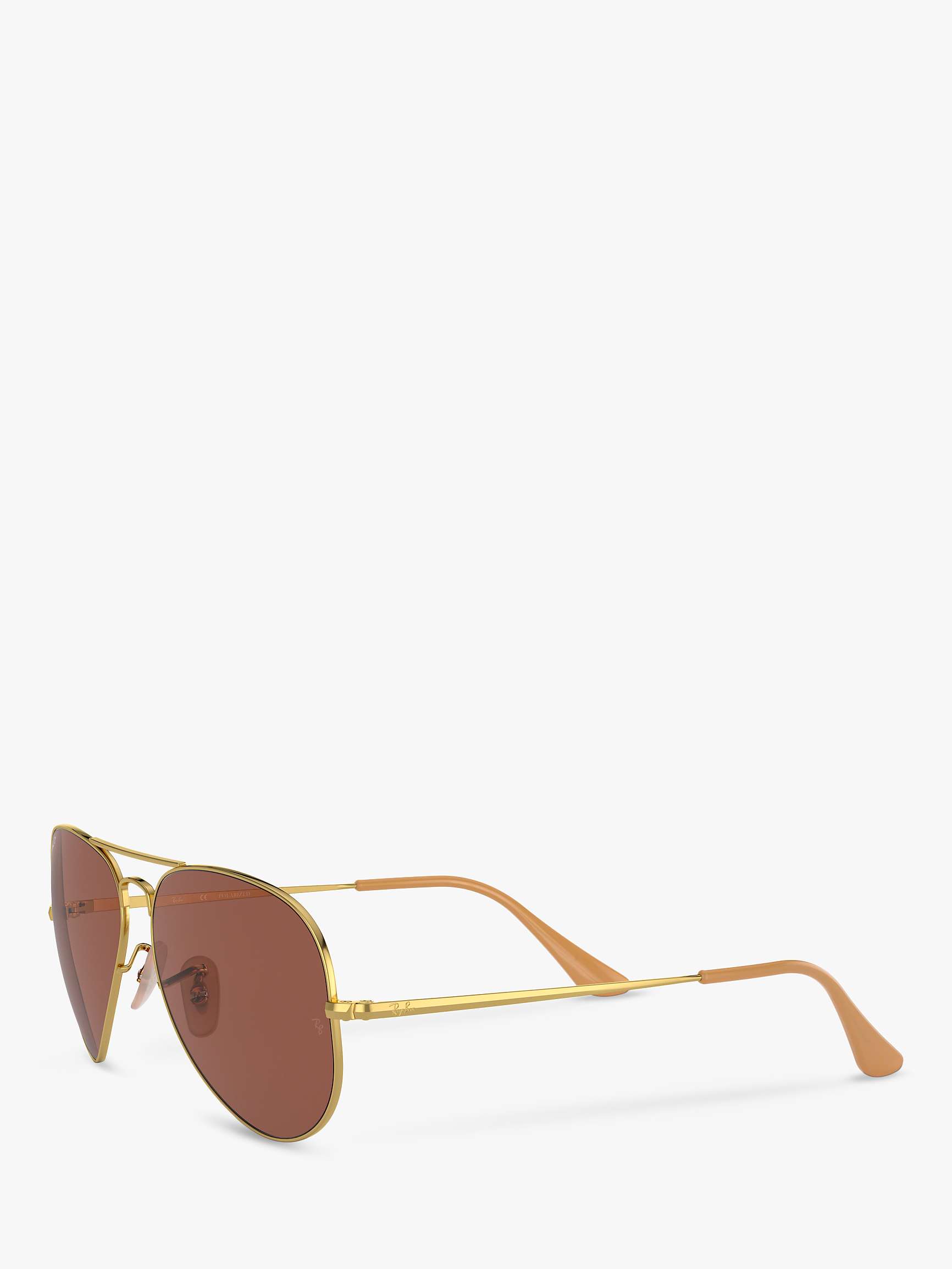 Buy Ray-Ban RB3689 Women's Polarised Aviator Sunglasses, Gold/Purple Online at johnlewis.com