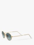 Ray-Ban RB3547 Women's Oval Flat Lens Sunglasses, Gold/Grey Gradient
