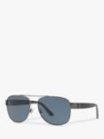 Ralph Lauren PH3122 Men's Polarised Pilot Sunglasses, Matte Dark Gunmetal