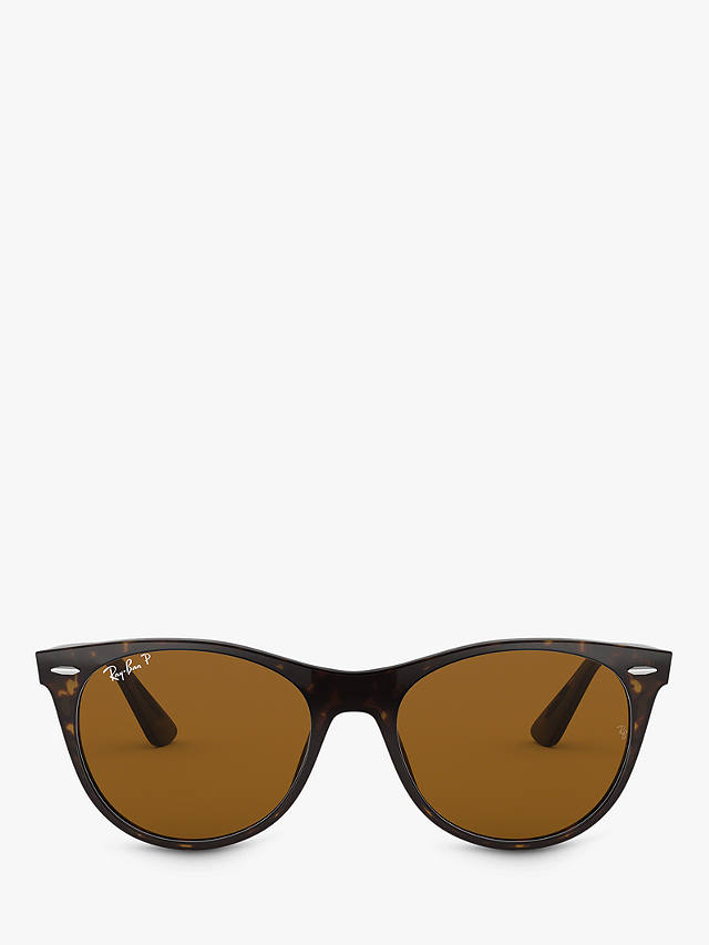 Ray-Ban RB2185 Women's Wayfarer II Evolve Polarised Sunglasses, Tortoise/Brown