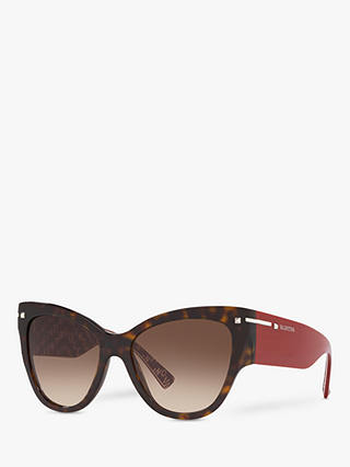 Valentino VA4028 Women's Chunky Cat's Eye Sunglasses, Havana/Brown Gradient