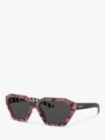 Prada PR 03VS Women's Rectangular Sunglasses, Camouflage Pink/Grey