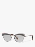 Valentino VA2029 Cat's Eye Sunglasses, Gunmetal/Silver