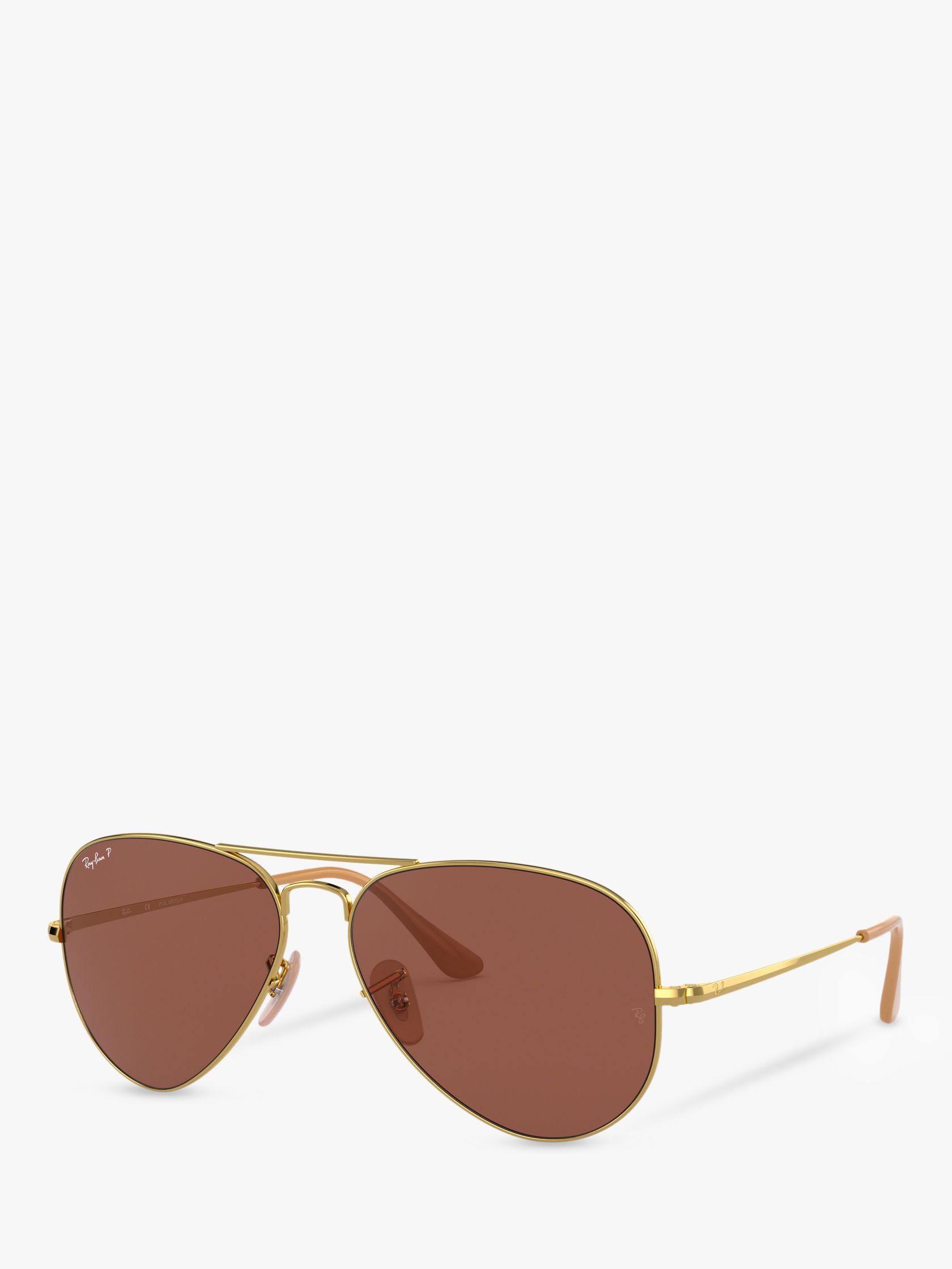 Ray Ban Rb36 Women S Polarised Aviator Sunglasses Gold Purple At John Lewis Partners