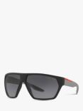 Prada PS 08US Men's Rectangular Sunglasses, Black/Grey Gradient