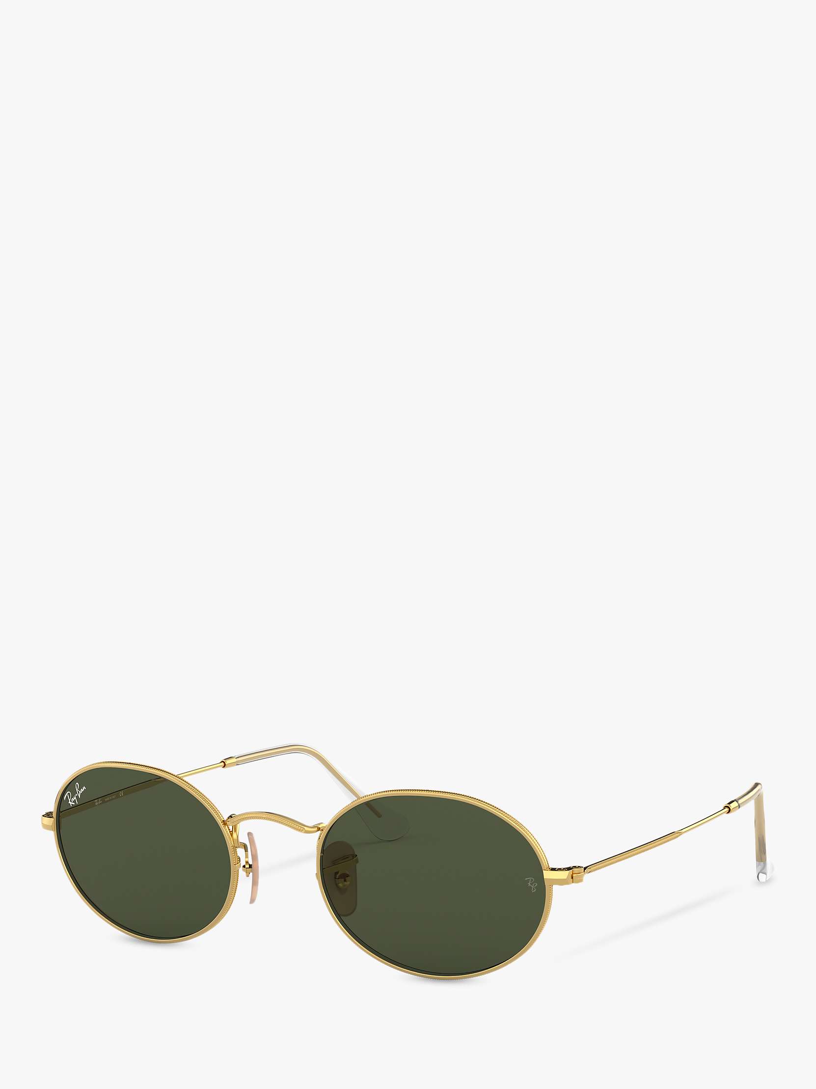 Buy Ray-Ban RB3547 Women's Oval Flat Lens Sunglasses, Gold/Green Online at johnlewis.com