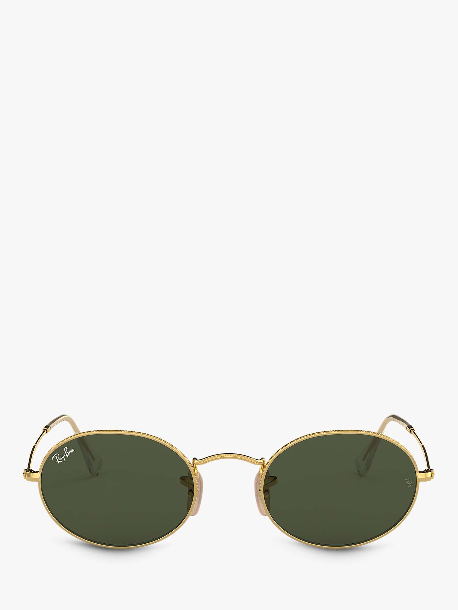 Buy Ray-Ban RB3547 Women's Oval Flat Lens Sunglasses, Gold/Green Online at johnlewis.com