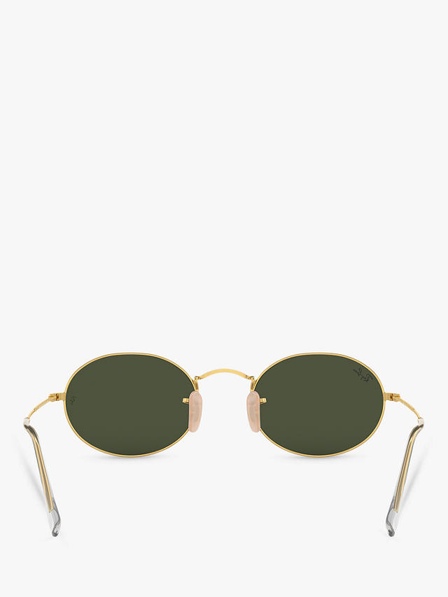 Ray-Ban RB3547 Women's Oval Flat Lens Sunglasses, Gold/Green