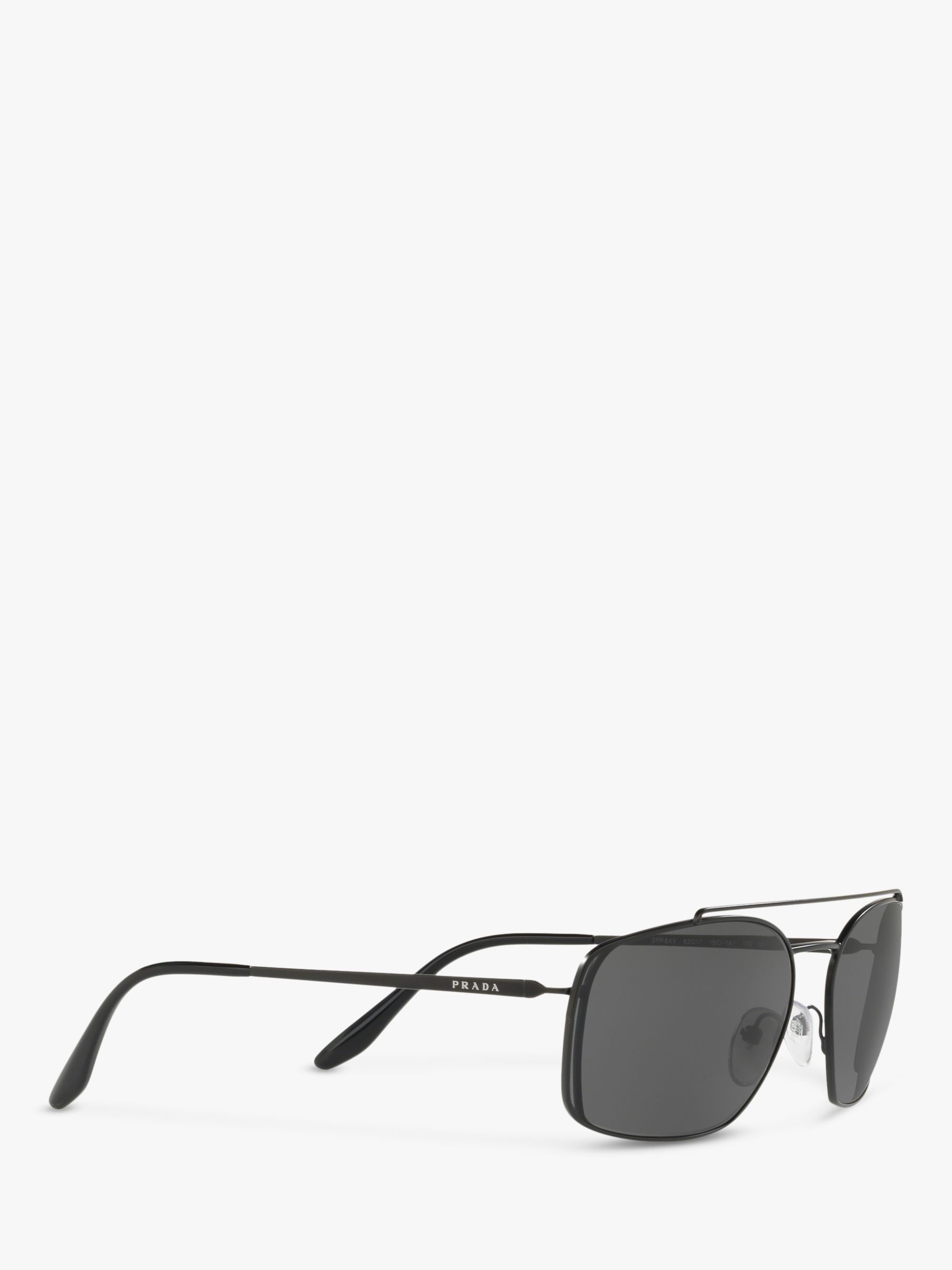 Prada PR 64VS Men's Rectangular Sunglasses, Black/Grey