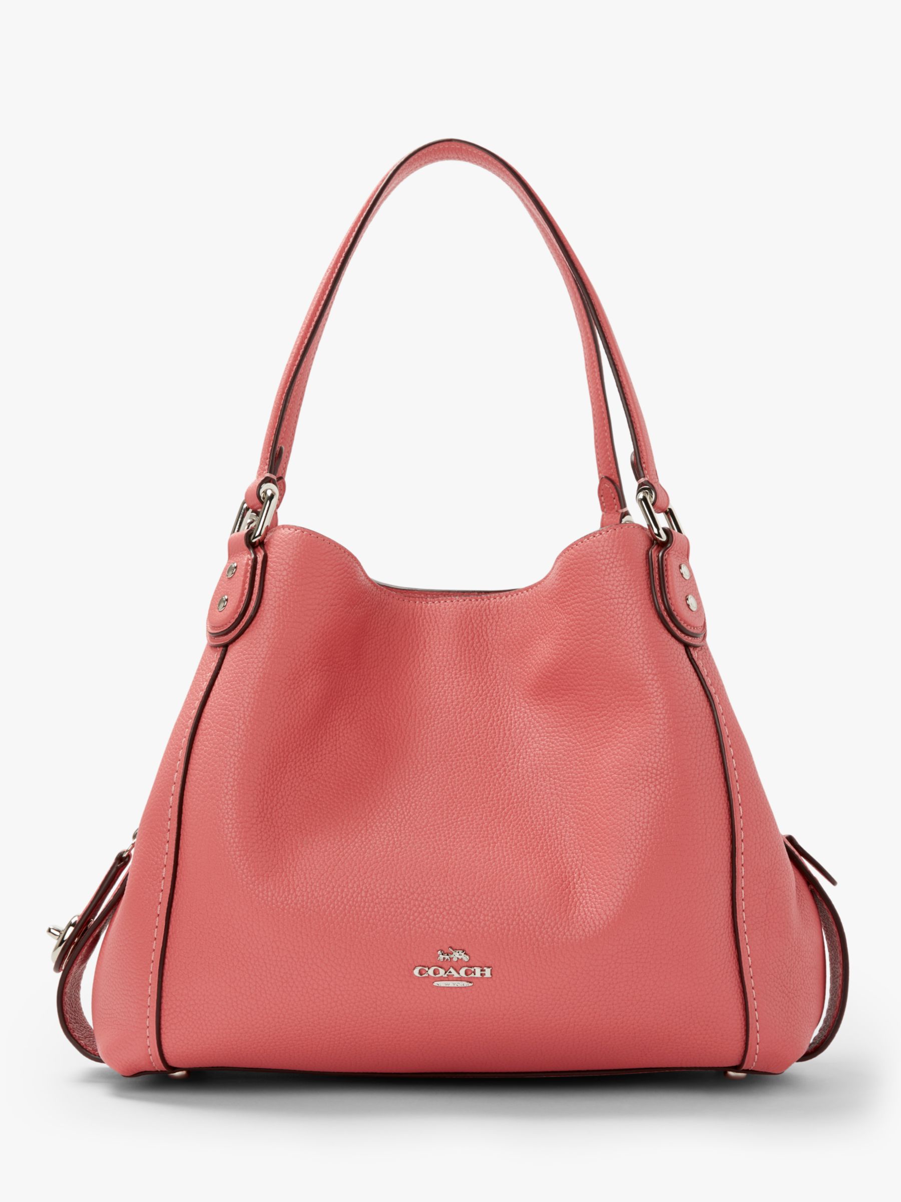 BuyCoach Edie 31 Polished Pebble Leather Shoulder Bag, Coral Online at johnlewis.com