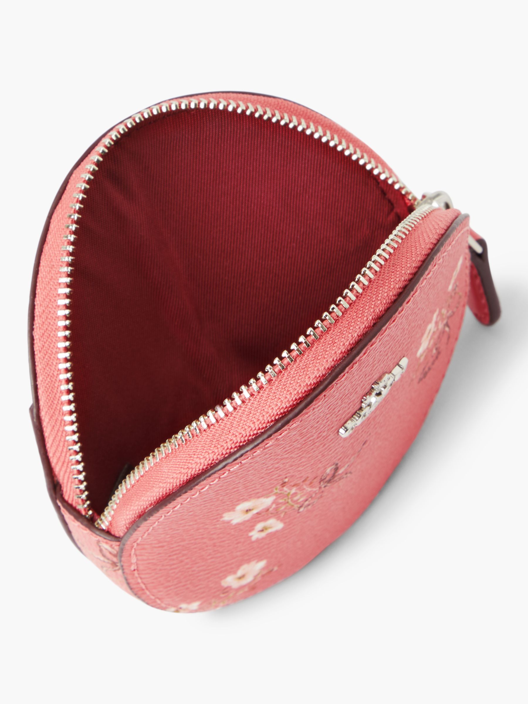 Coach Floral Bow Round Coin Purse, Coral at John Lewis & Partners