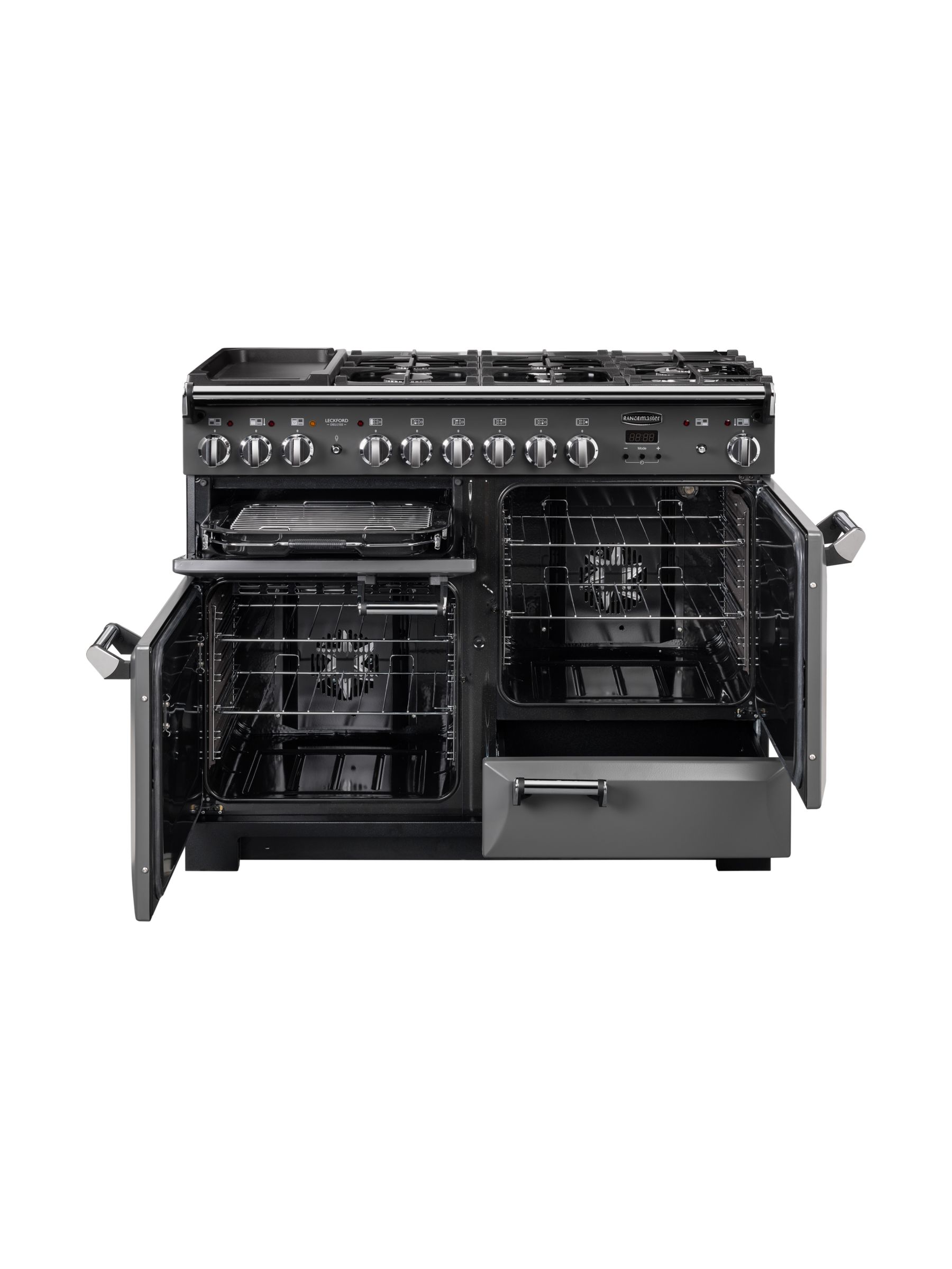 Rangemaster Leckford Deluxe 110cm Dual Fuel Range Cooker, Slate