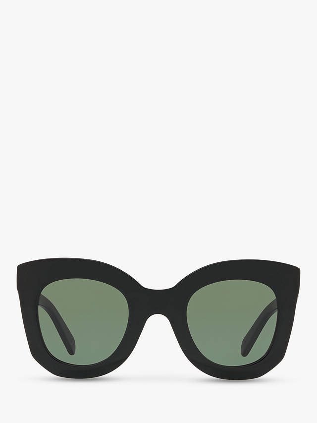 Celine CL4005IN Women's Square Sunglasses, Black/Green