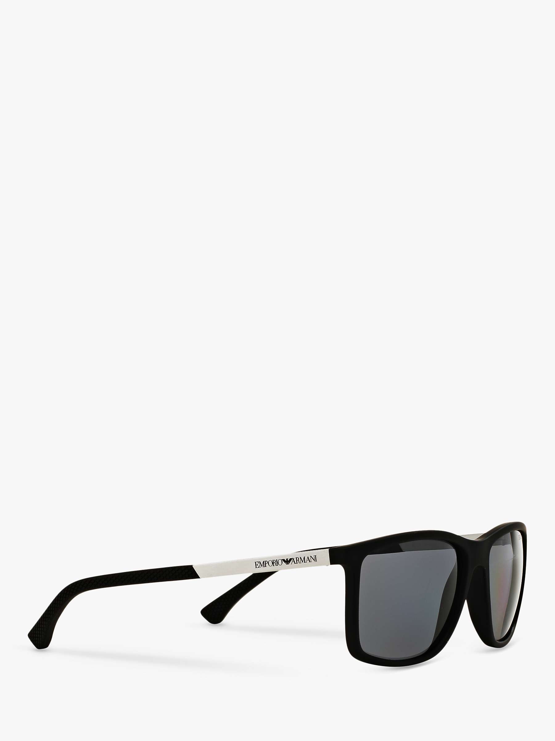 Buy Emporio Armani EA4058 Women's Polarised Rectangular Sunglasses, Matte Black/Grey Online at johnlewis.com