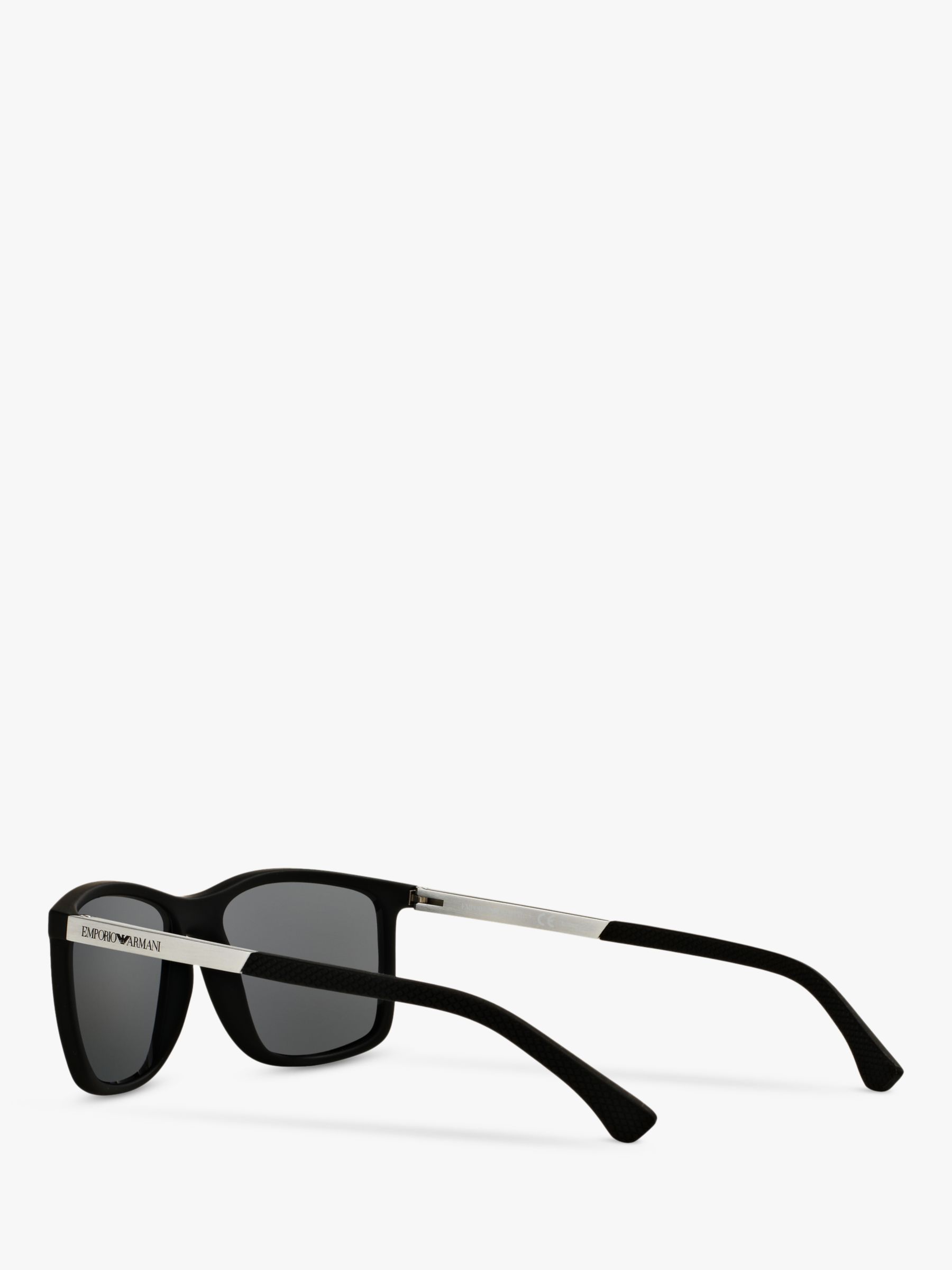 Emporio Armani EA4058 Women's Polarised Rectangular Sunglasses, Matte Black/Grey