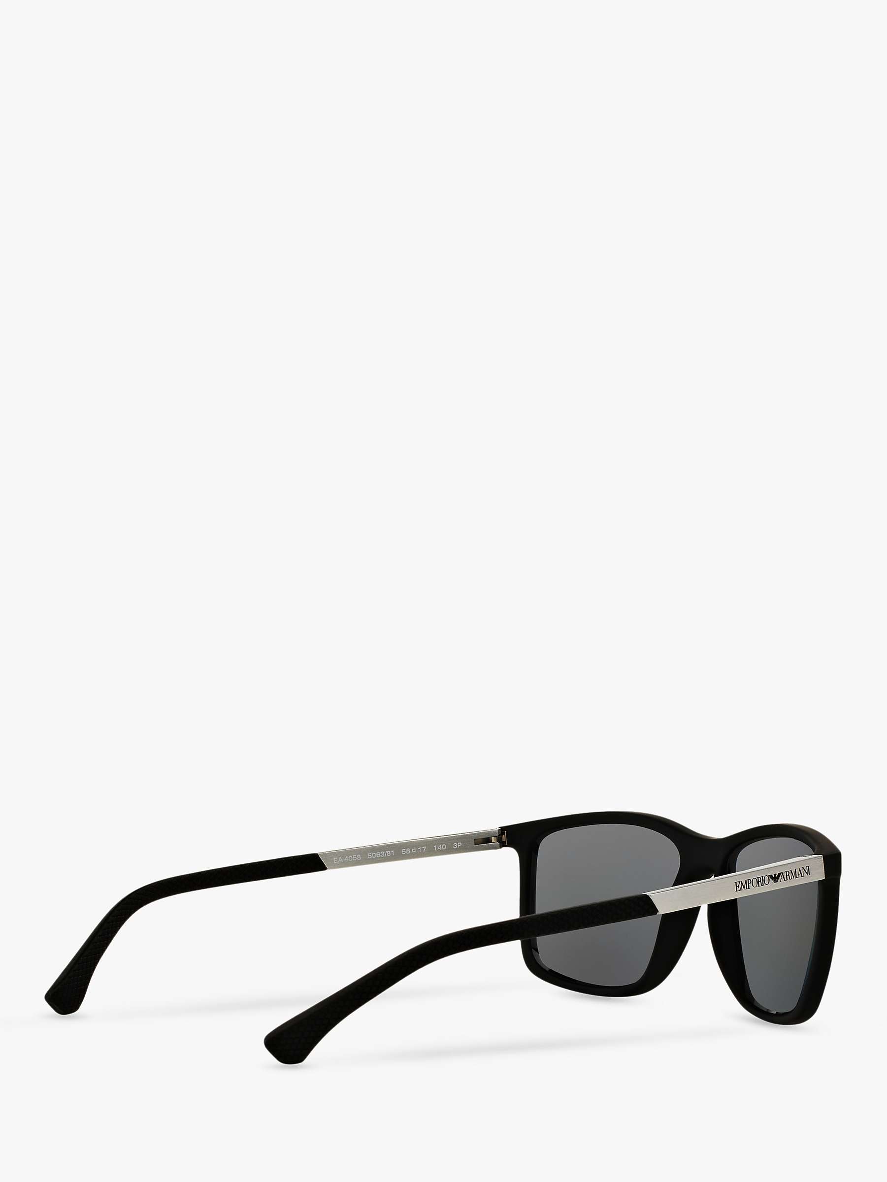 Buy Emporio Armani EA4058 Women's Polarised Rectangular Sunglasses, Matte Black/Grey Online at johnlewis.com