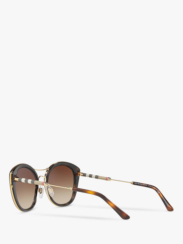 Burberry BE4251Q Women's Round Sunglasses, Dark Havana/Brown Gradient
