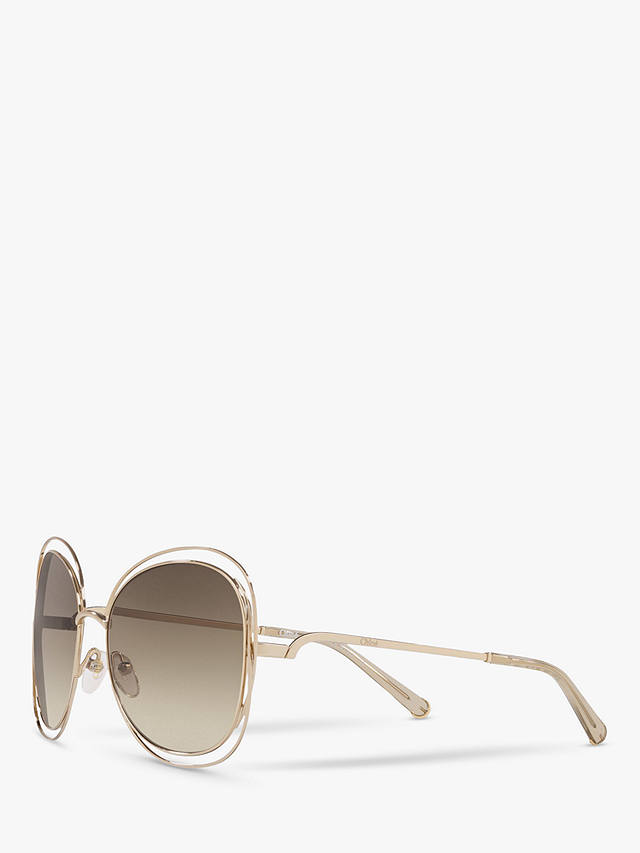 Chloé 119 Women's Double Rim Aviator Sunglasses, Gold Green