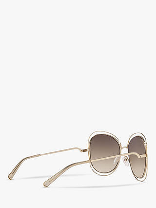 Chloé 119 Women's Double Rim Aviator Sunglasses, Gold Green