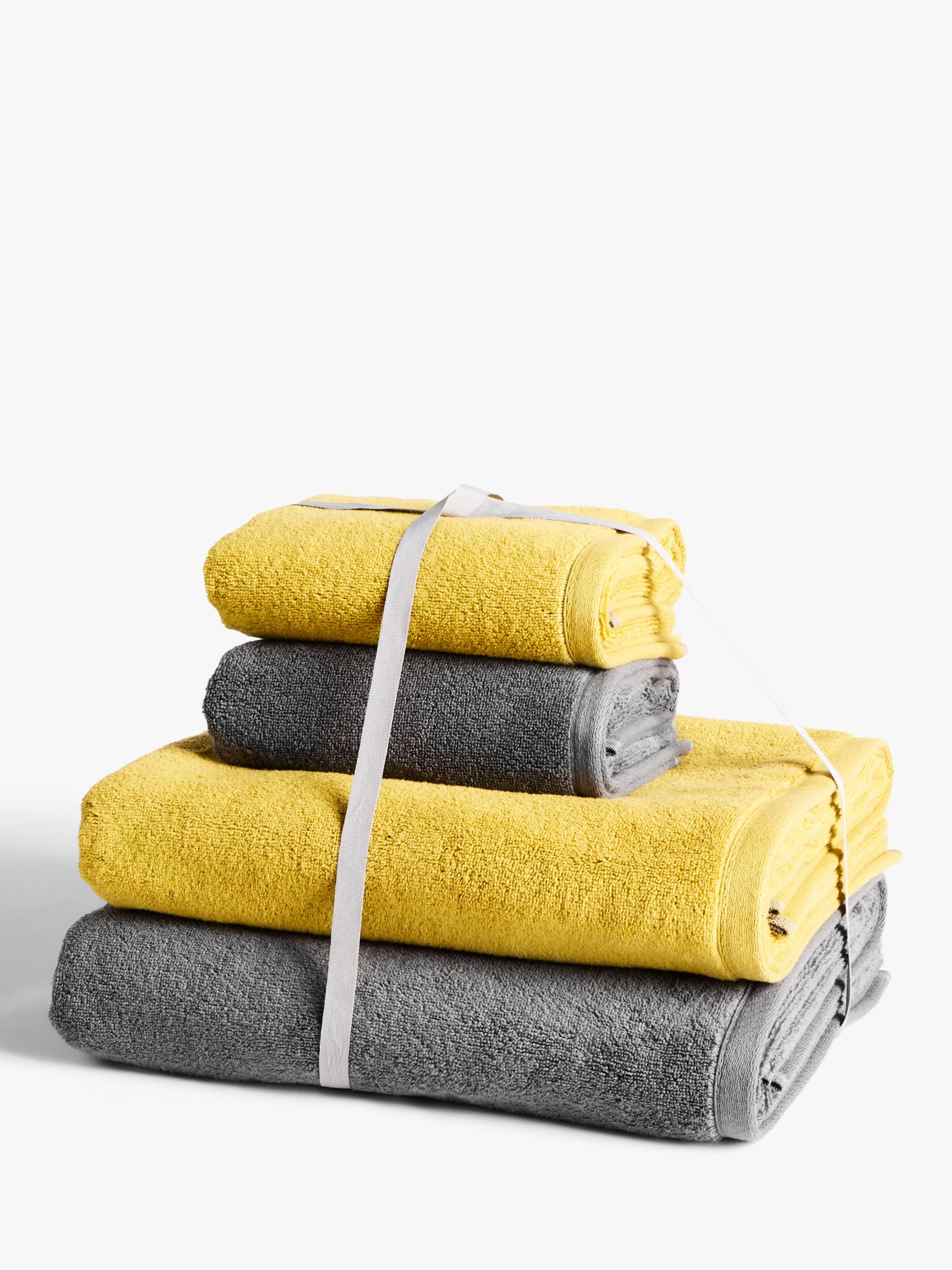 mustard and grey towels