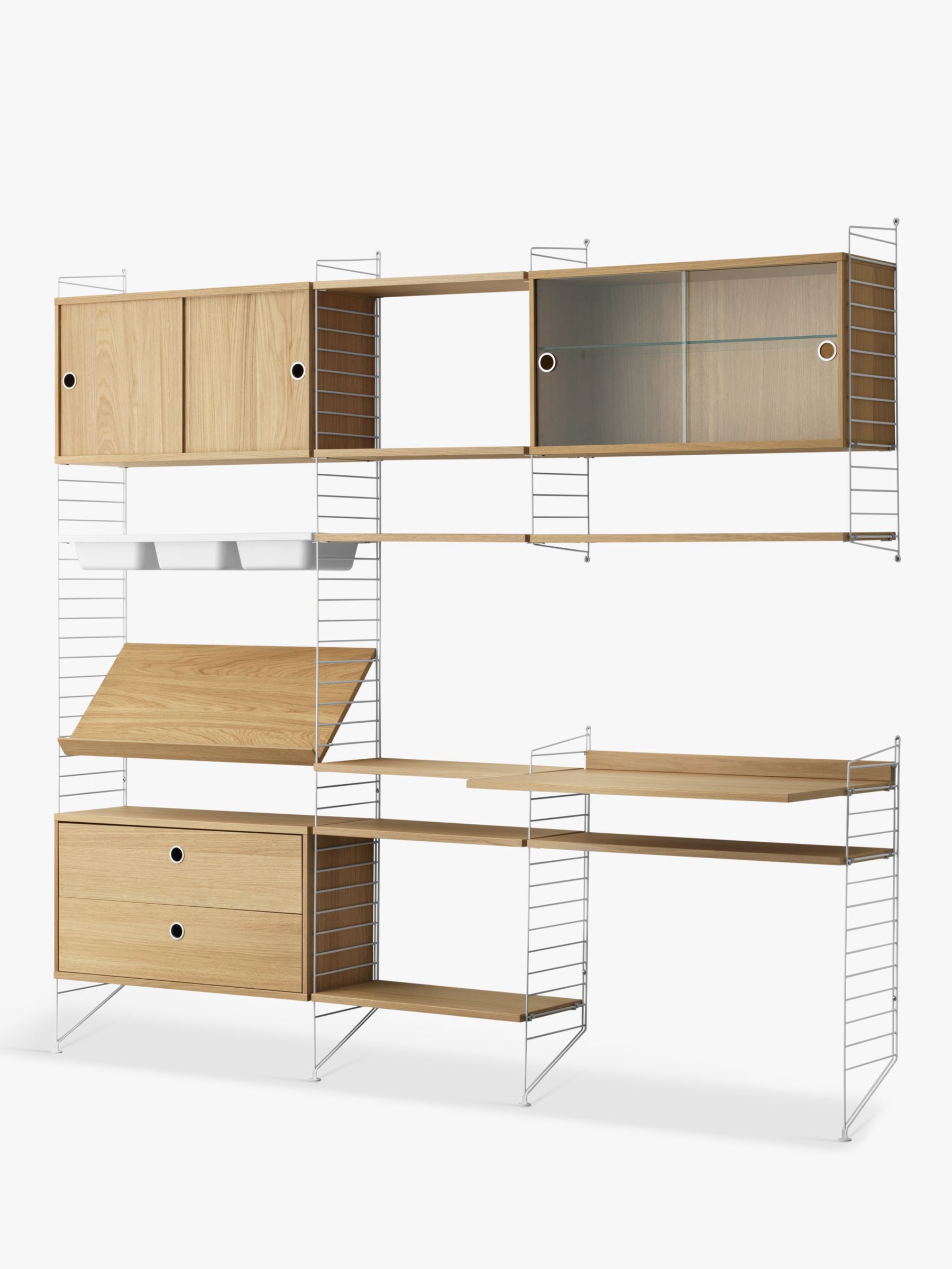 String Shelving Unit With Cabinets Shelves Bowl Shelf Section
