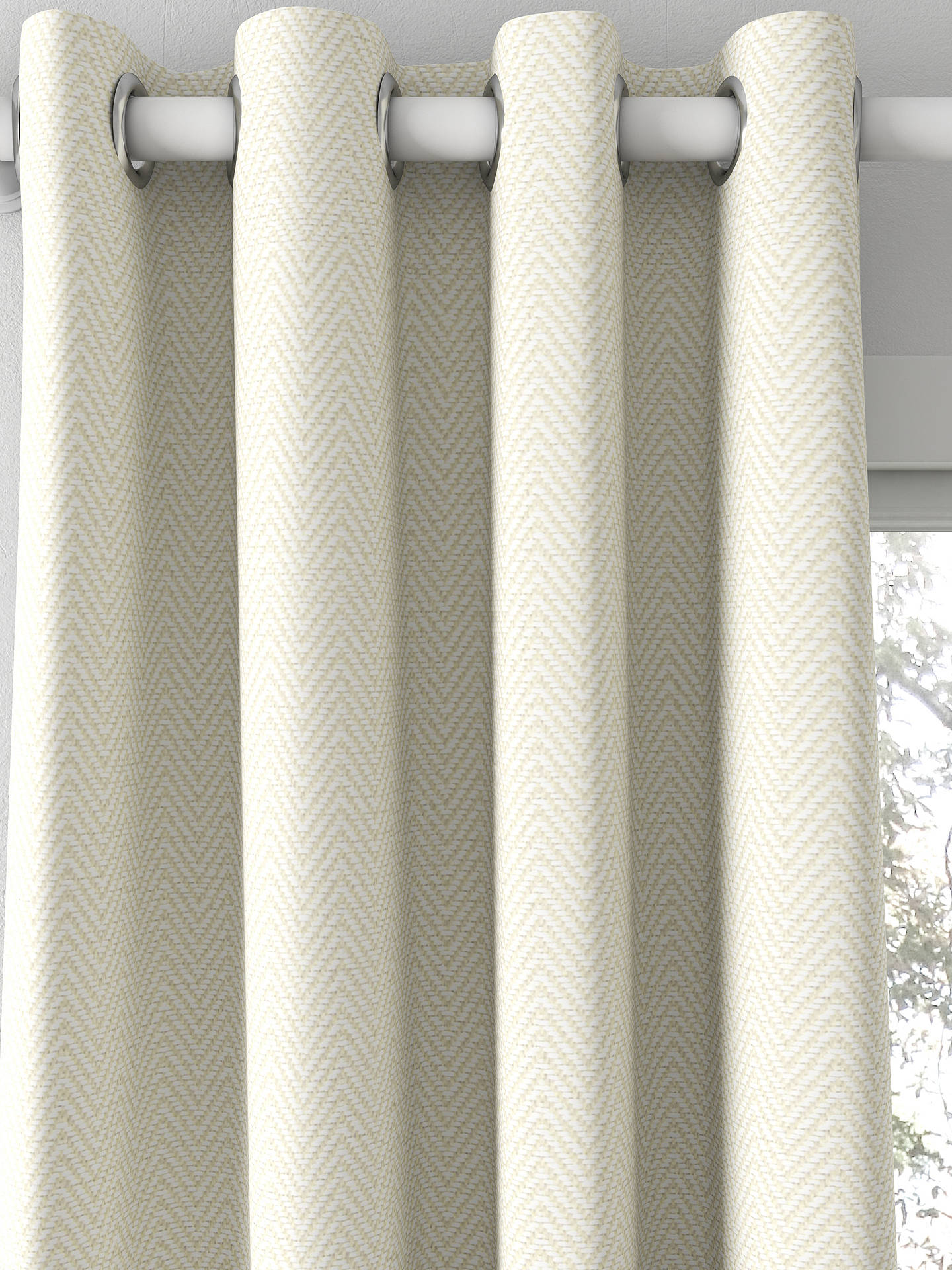 John Lewis Herringbone Made to Measure Curtains, Putty