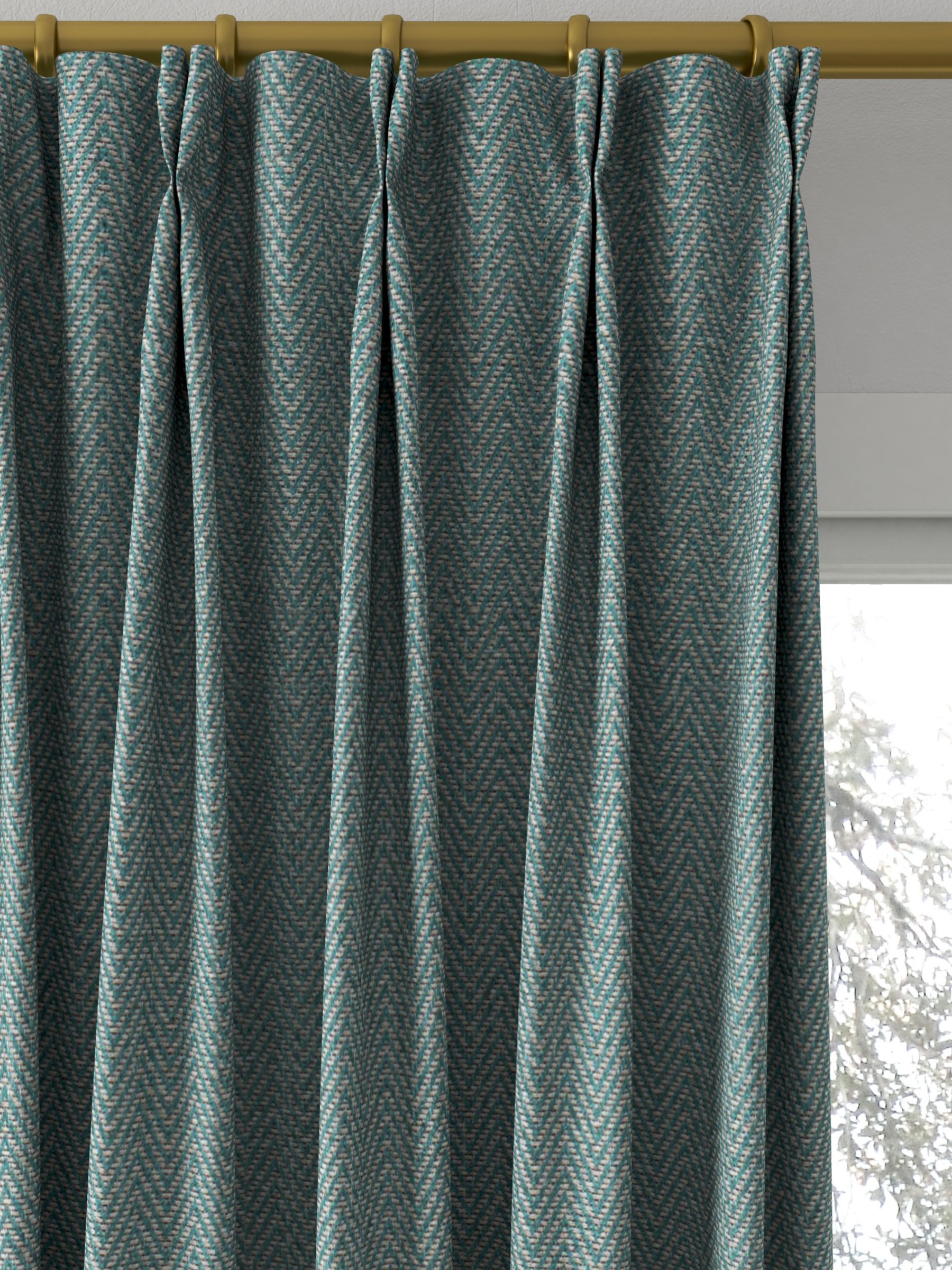 teal herringbone curtains