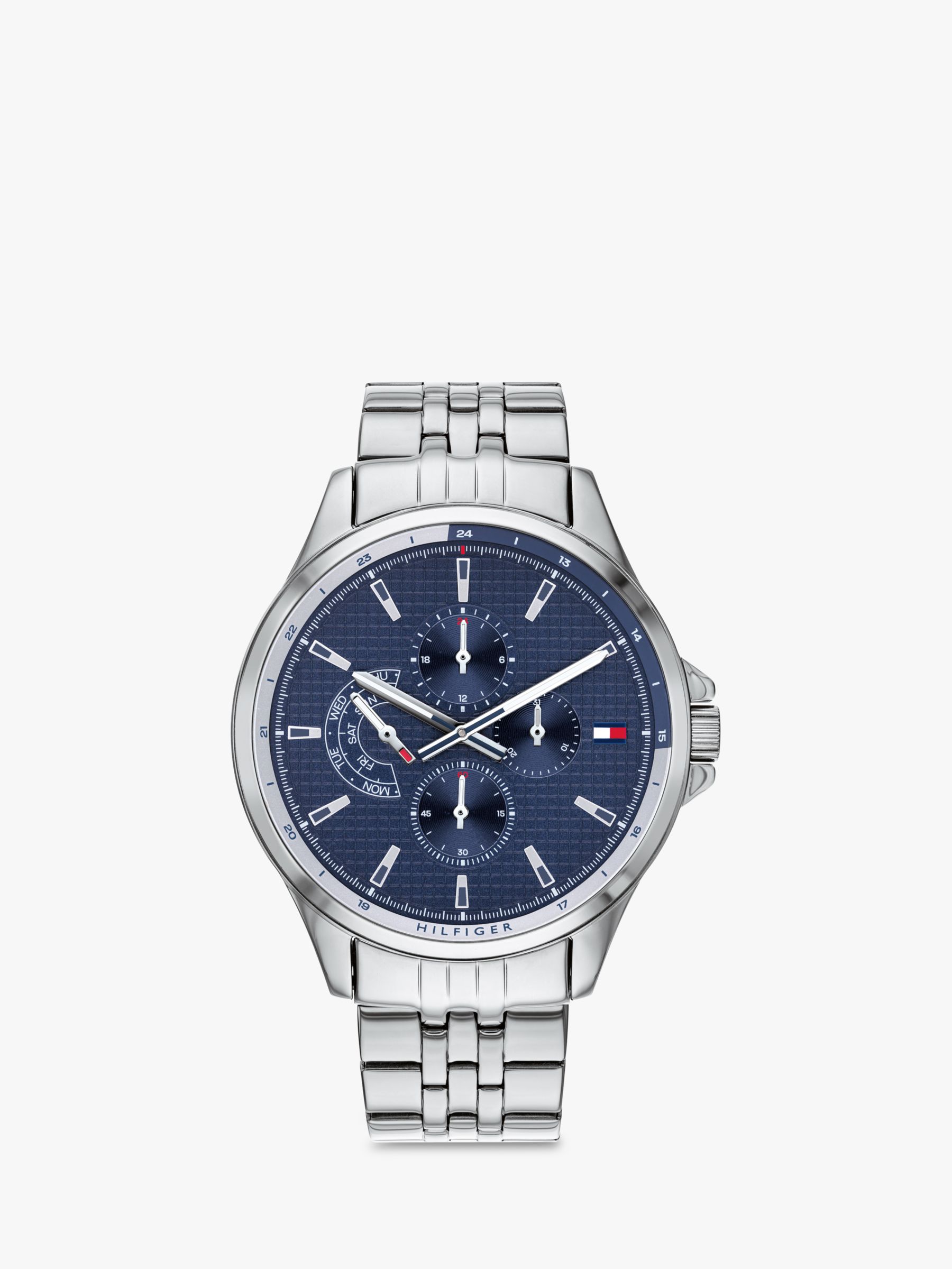 tommy hilfiger silver and blue watch