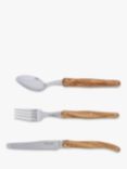 Laguiole Cutlery Set, Olive Wood, 18 Piece/6 Place Settings