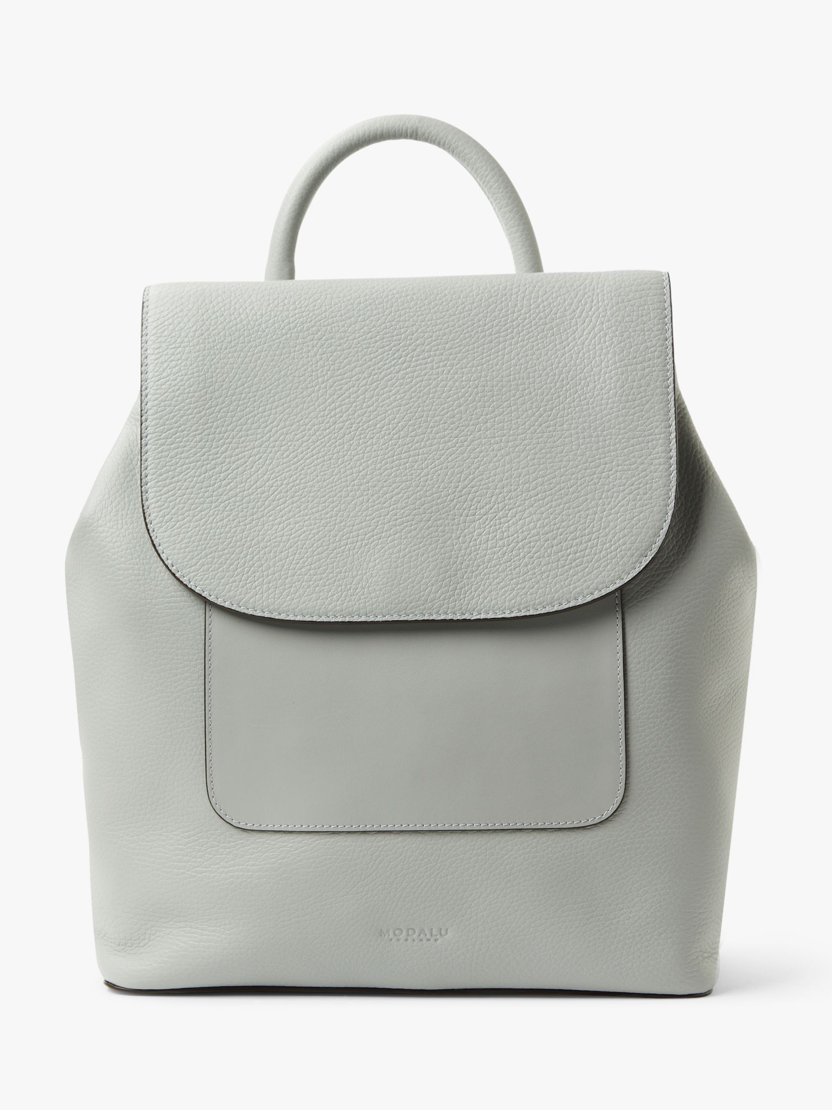 grey leather rucksack