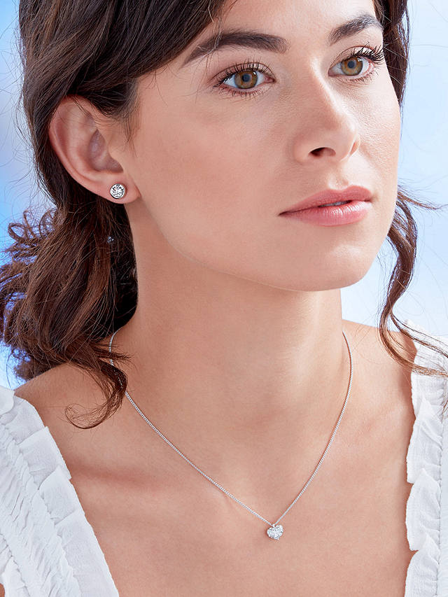 Melissa Odabash Crystal Round Stud Earrings, Silver