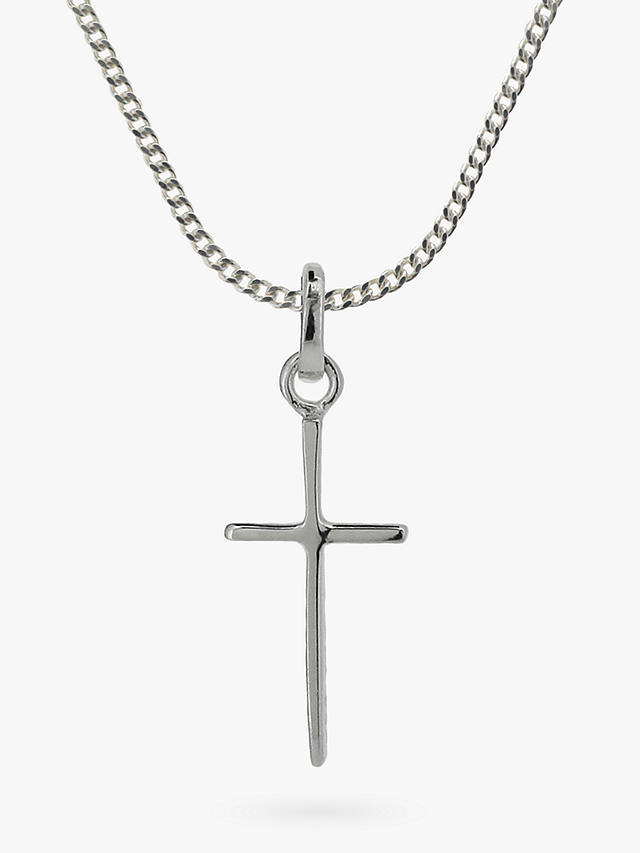 Nina B Slim Cross Pendant Necklace, Silver