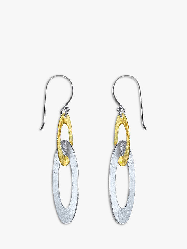 Nina B Double Loop Brushed Drop Earrings, Silver/Gold