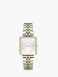 ROSEFIELD Women's The Boxy Date Bracelet Strap Watch, Silver/Gold QVSGD-Q013