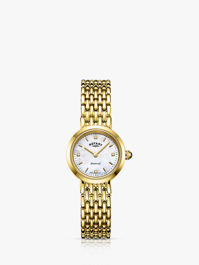 Rotary Women's Balmoral Diamond Bracelet Strap Watch, Gold/Mother Of Pearl Lb00900/41/D
