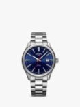 Rotary Men's Oxford Date Bracelet Strap Watch, Silver/Blue GB05092/53