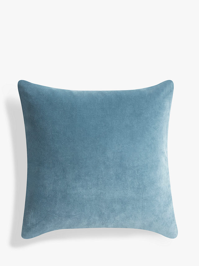 John Lewis Cotton Velvet Cushion, Soft Teal