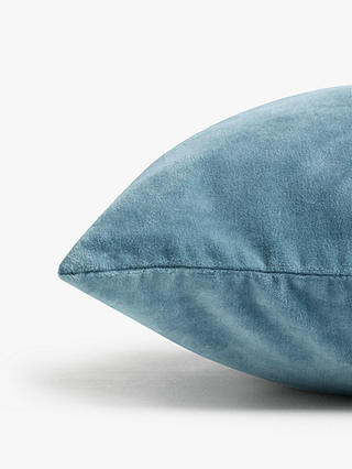 John Lewis & Partners Cotton Velvet Cushion, Soft Teal