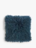 John Lewis Mongolian Sheepskin Cushion, Loch Blue