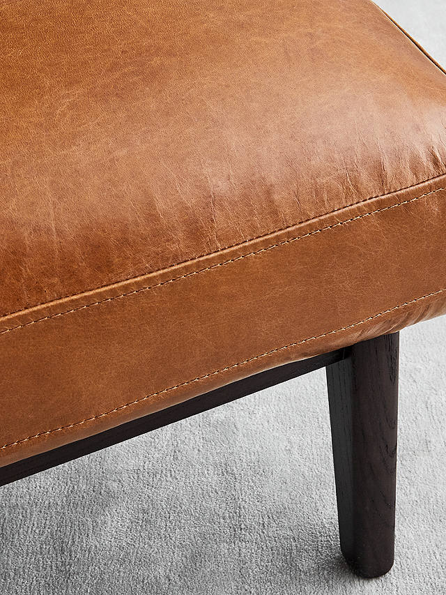 West Elm Ryder Leather Ottoman Saddle, Real Leather Ottoman