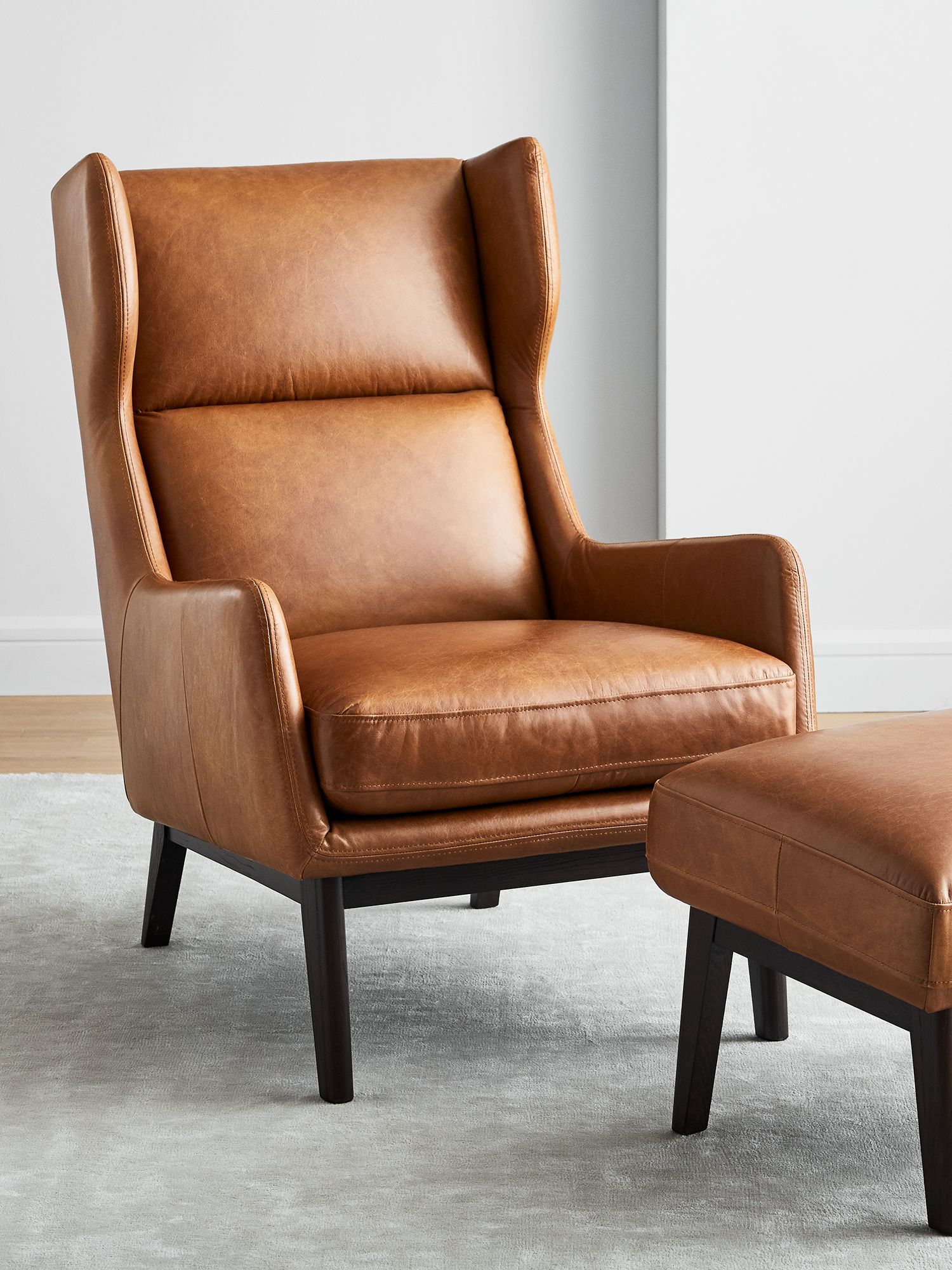 west elm Ryder Leather Armchair, Saddle Leather at John Lewis & Partners