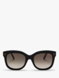 Mulberry Women's Charlotte D-Frame Sunglasses, Black/Brown Gradient