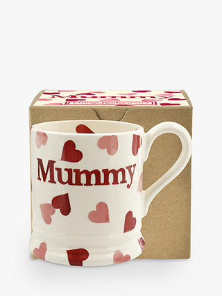 Emma Bridgewater Pink Hearts 'Mummy' Half Pint Mug, Pink/Multi, 284ml