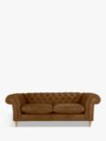 John Lewis Cromwell Chesterfield Grand 4 Seater Leather Sofa, Light Leg, Demetra Light Tan